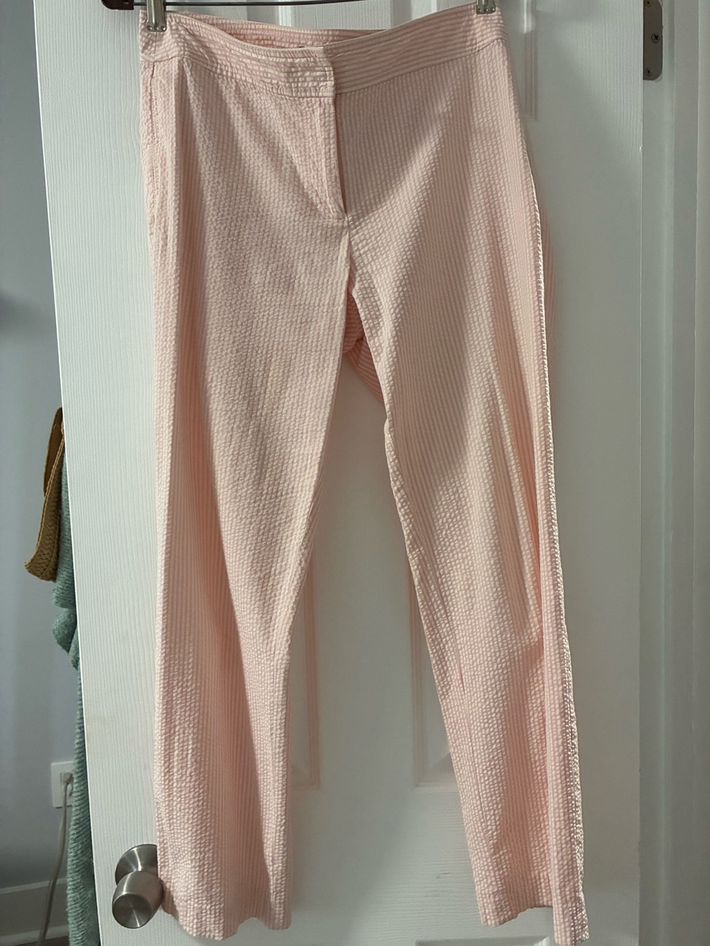 J.Crew Favorite Fit Pink Seersucker Pants 95% Cotton Size 6